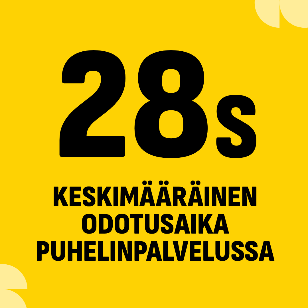 28sekuntia keskimääräinen odotusaika puhelinpalvelussa